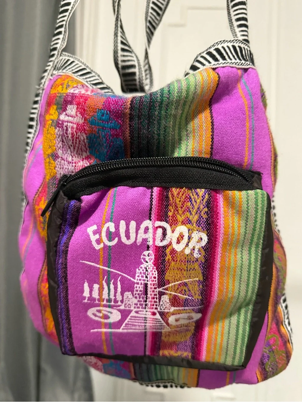 Ecuador Handwoven Purple Striped Tote Bag